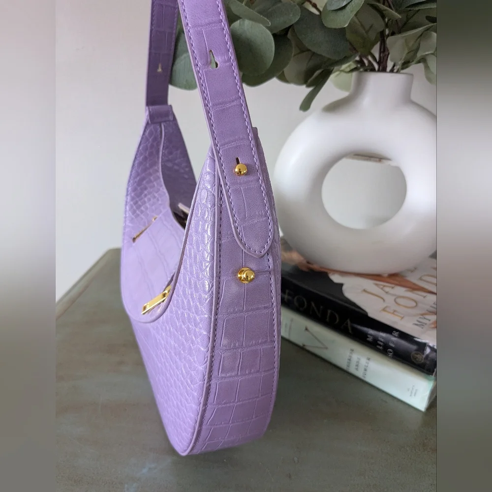 JW Pei Lavender Croc-Embossed Shoulder Bag - Picture 3 of 15